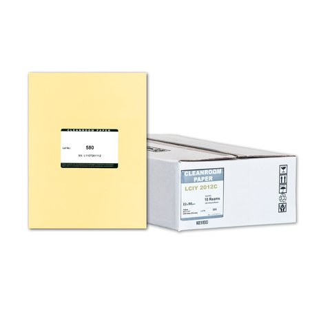 PURE IMAGE Pure Image Synthetic Cleanroom Paper, 8.5x11, Yellow 22lb, 250 sheets /ream, 10 reams p/PK LCIY 2012C